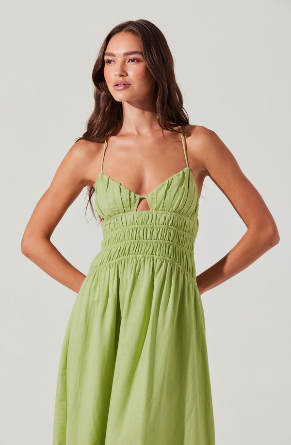 Astr The Label Eleni Linen-Blend Midi Dress