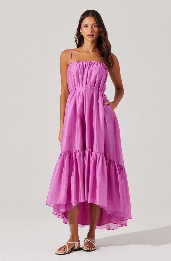 astr the label Elisha Tiered High-Low Maxi Dress