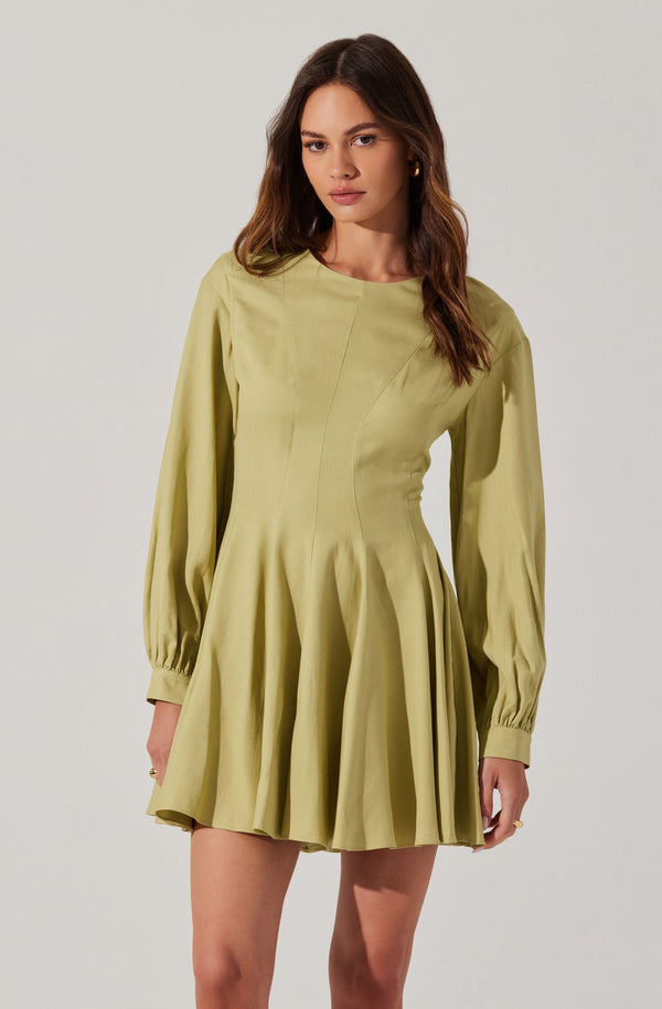 Astr The Label Elowyn Linen Blend Skater Dress