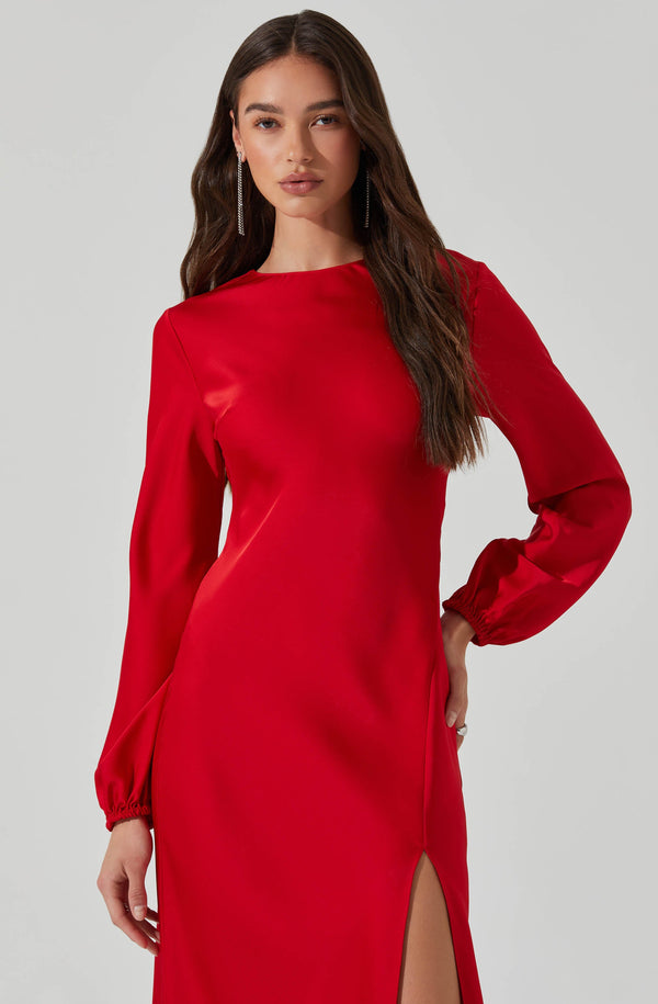 Astr The Label Elyse Satin Maxi Dress