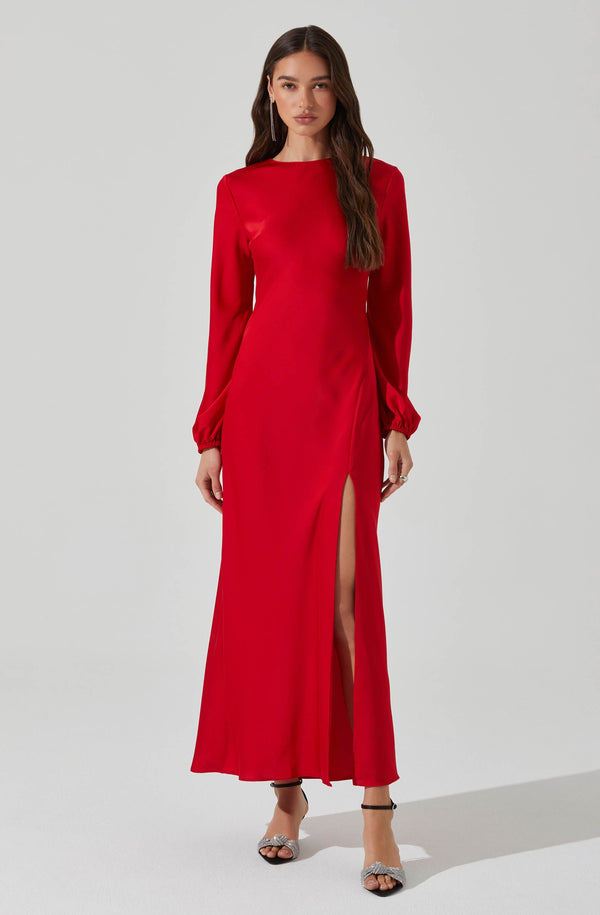 Astr The Label Elyse Satin Maxi Dress