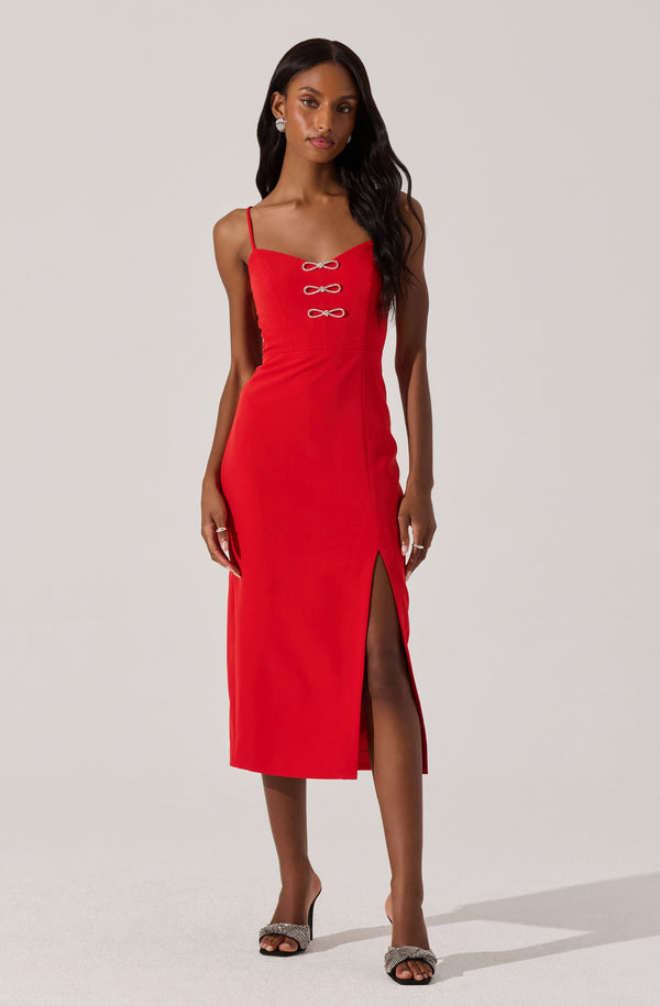 astr the label Embellished Bow Detail Midi Dress