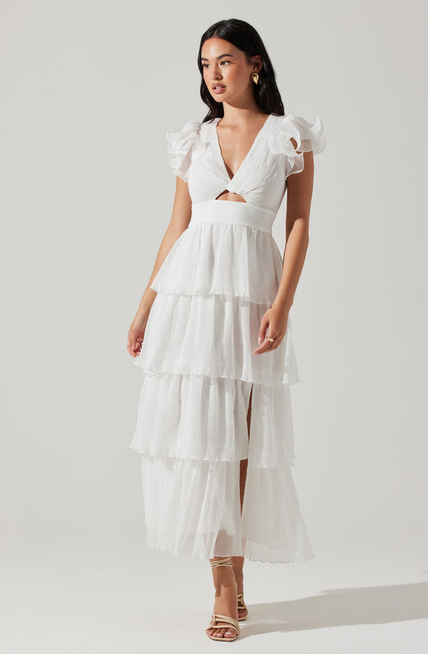 Astr The Label Emporia Tiered Tulle Midi Dress