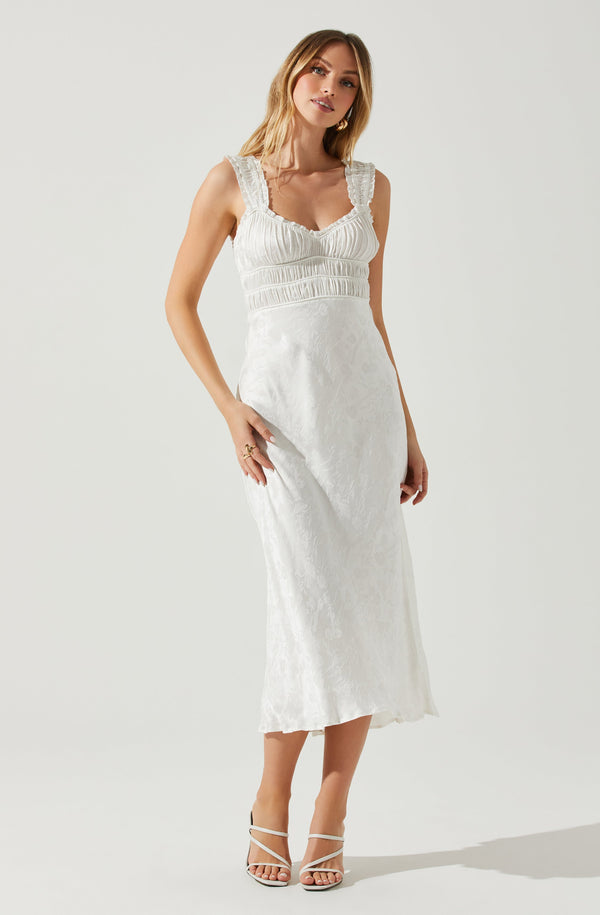 Astr The Label Enola Satin Smocked Midi Dress