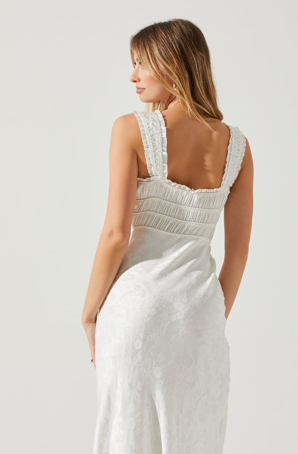 Astr The Label Enola Satin Smocked Midi Dress