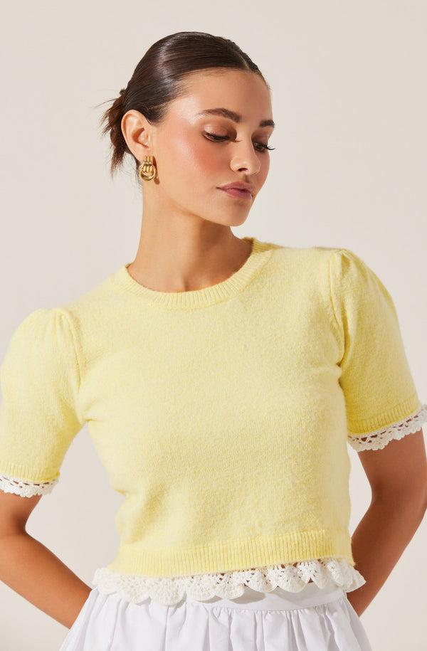 Astr The Label Essy Lace Trim Sweater