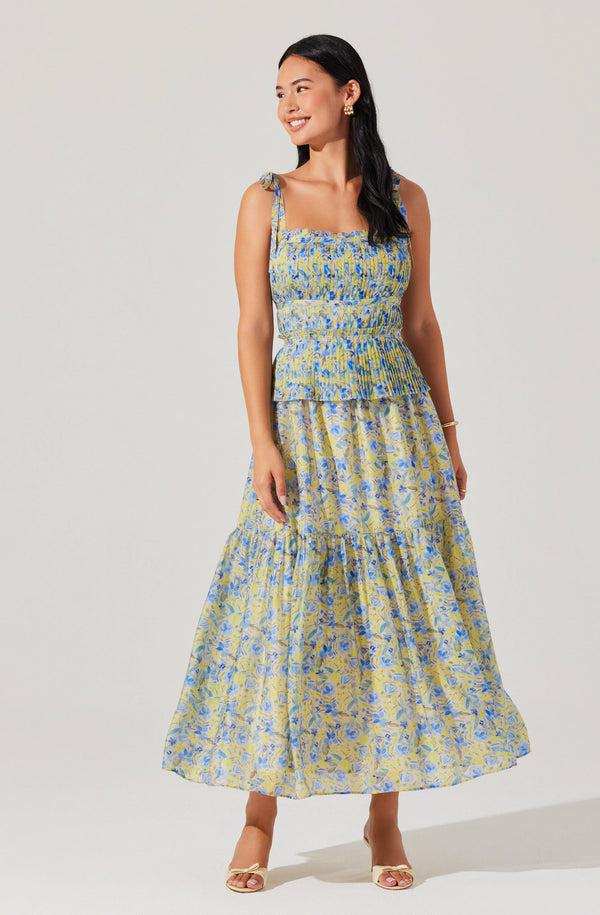 Astr The Label Ethelind Floral Pleated Maxi Dress
