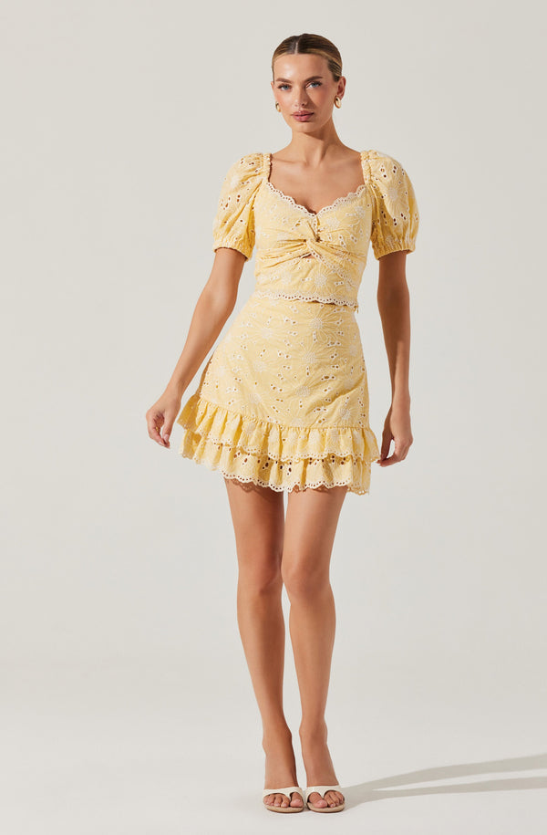 Astr The Label Evelin Eyelet Ruffle Mini Skirt