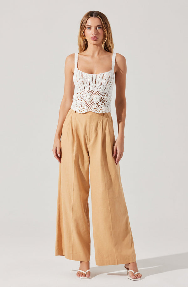 Astr The Label Everly Floral Crochet Sweater Top