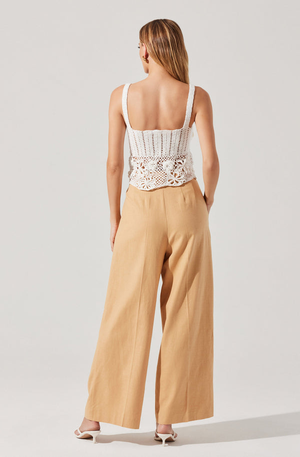 Astr The Label Everly Floral Crochet Sweater Top