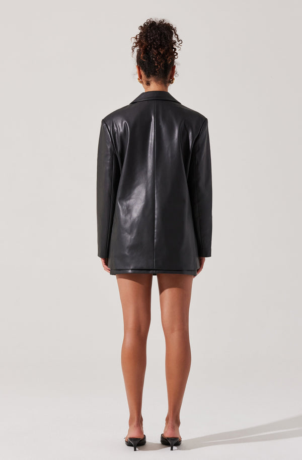 Astr The Label Ezra Faux Leather Oversized Blazer