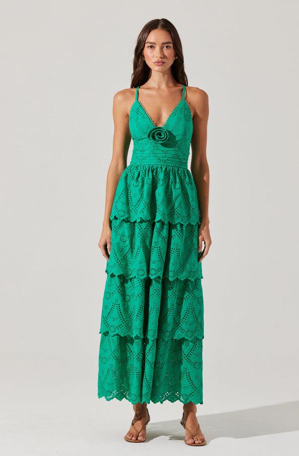 Astr The Label Faeryn Eyelet Tiered Maxi Dress