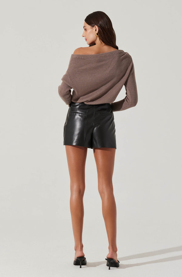 Astr The Label Faux Wrap Leather Skort
