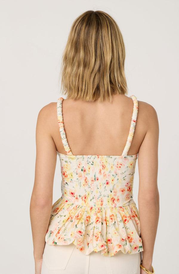 Astr The Label Floral Bubble Hem Peplum Top