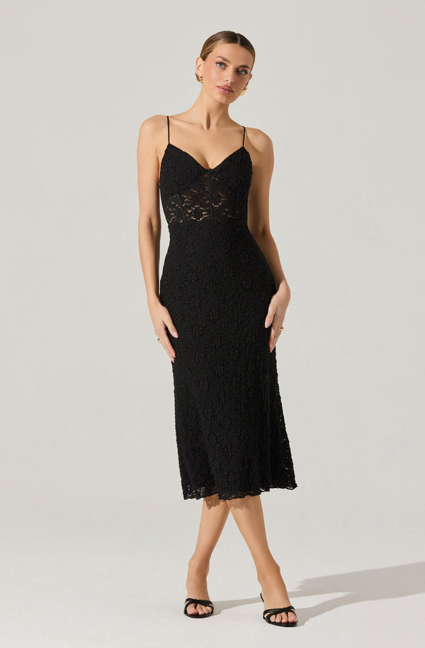 Astr The Label Floral Lace Knit Midi Dress