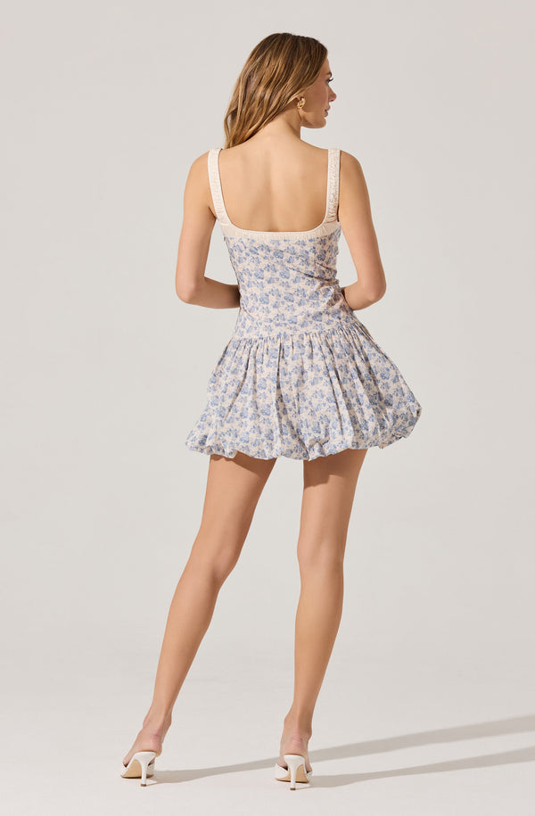 Astr The Label Floral Milkmaid Bubble Hem Dress