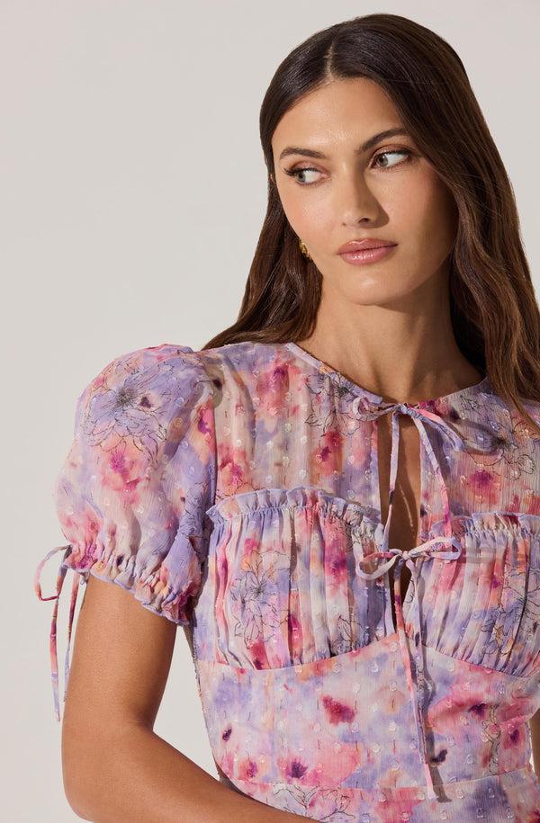 Astr The Label Floral Puff Sleeve Mini Dress