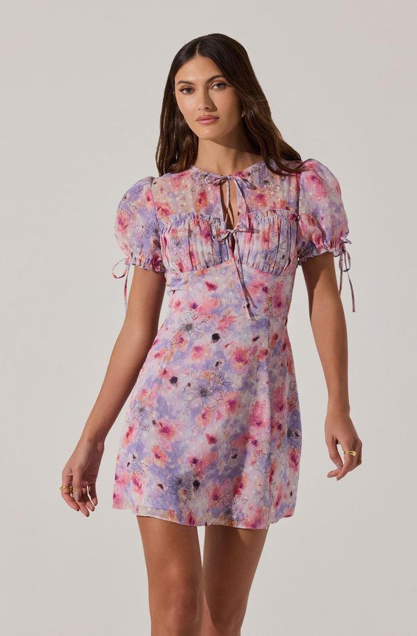 Astr The Label Floral Puff Sleeve Mini Dress