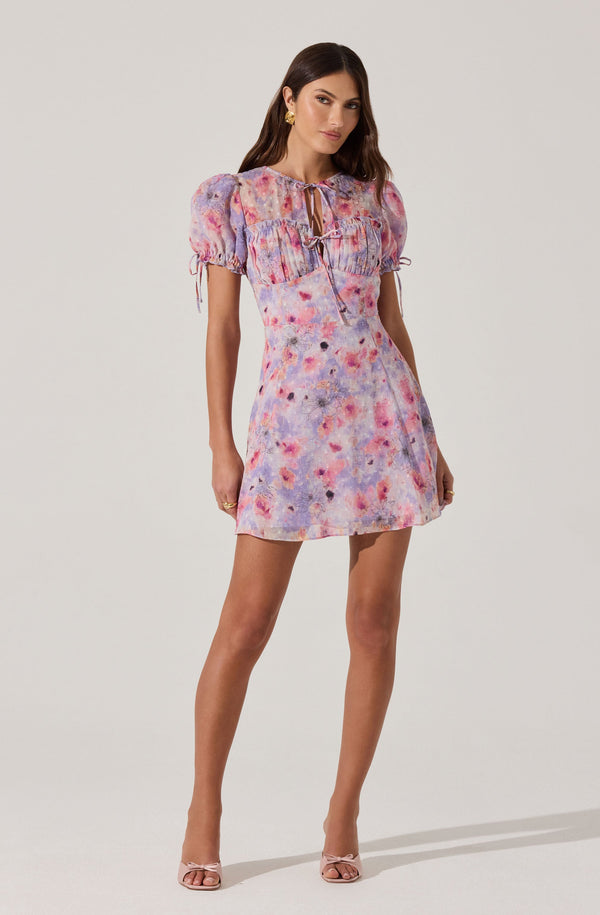Astr The Label Floral Puff Sleeve Mini Dress