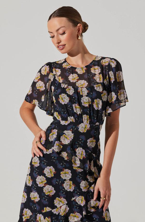 Astr The Label Floramae Floral Midi Dress