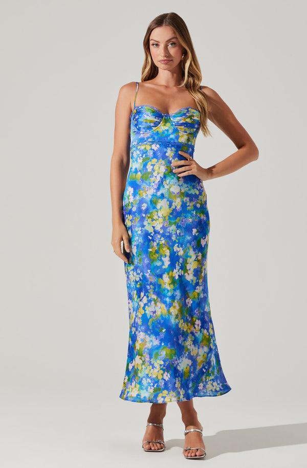 Astr The Label Florianne Floral Satin Maxi Dress