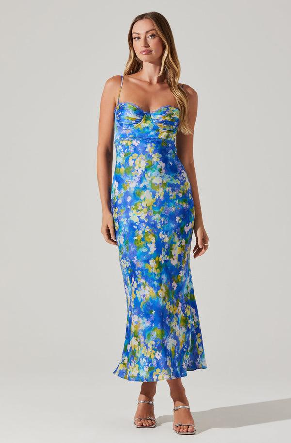 astr the label Florianne Floral Satin Maxi Dress