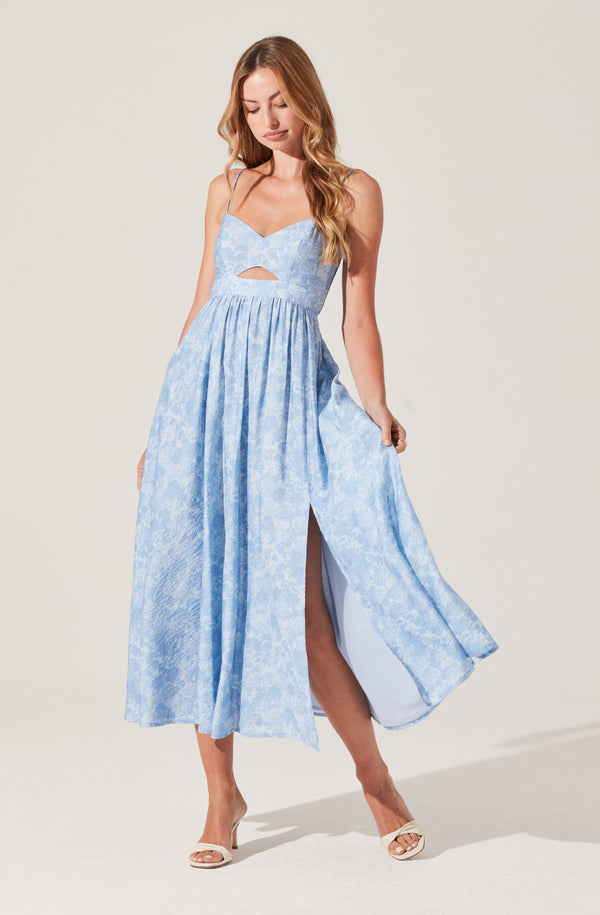 Astr The Label Front Cutout Floral Midi Dress