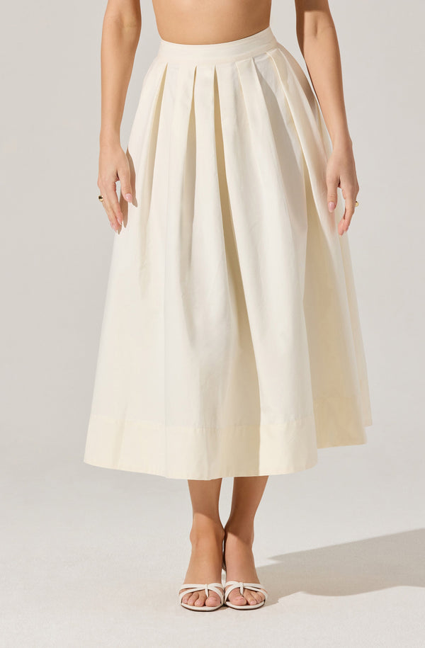 Astr The Label Full Flared Poplin Midi Skirt