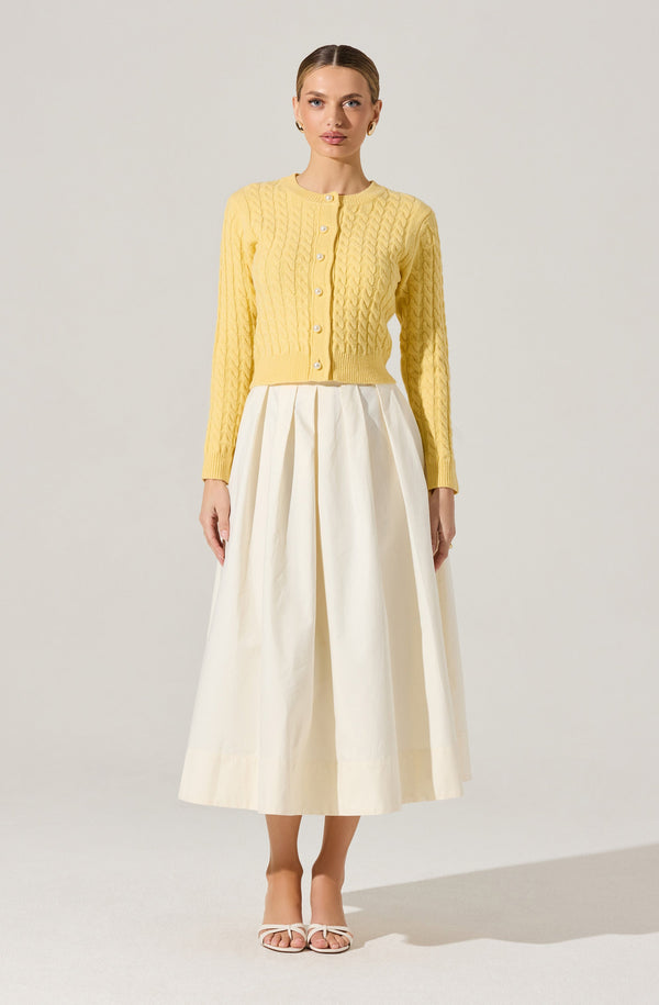 Astr The Label Full Flared Poplin Midi Skirt