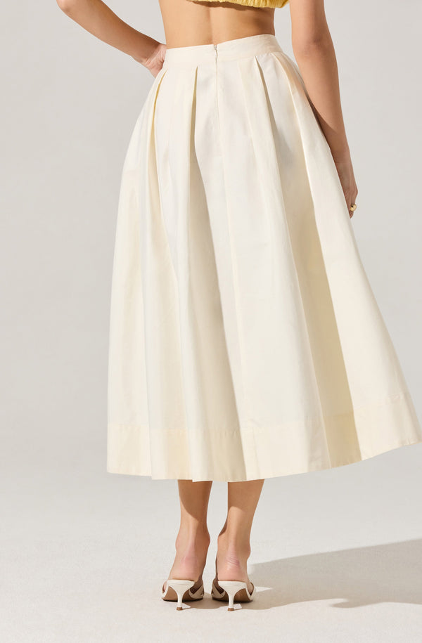 Astr The Label Full Flared Poplin Midi Skirt