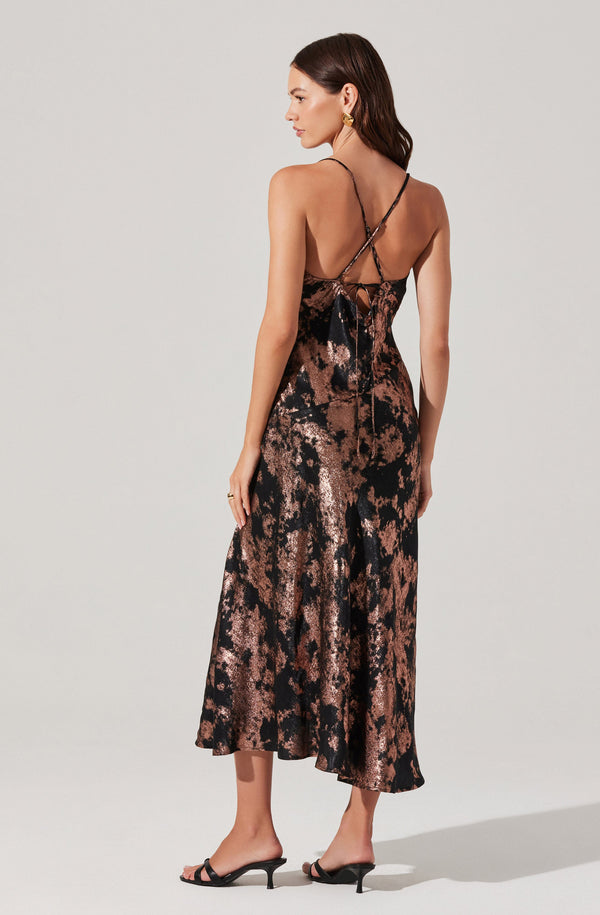 Astr The Label Gaia Metallic Midi Dress