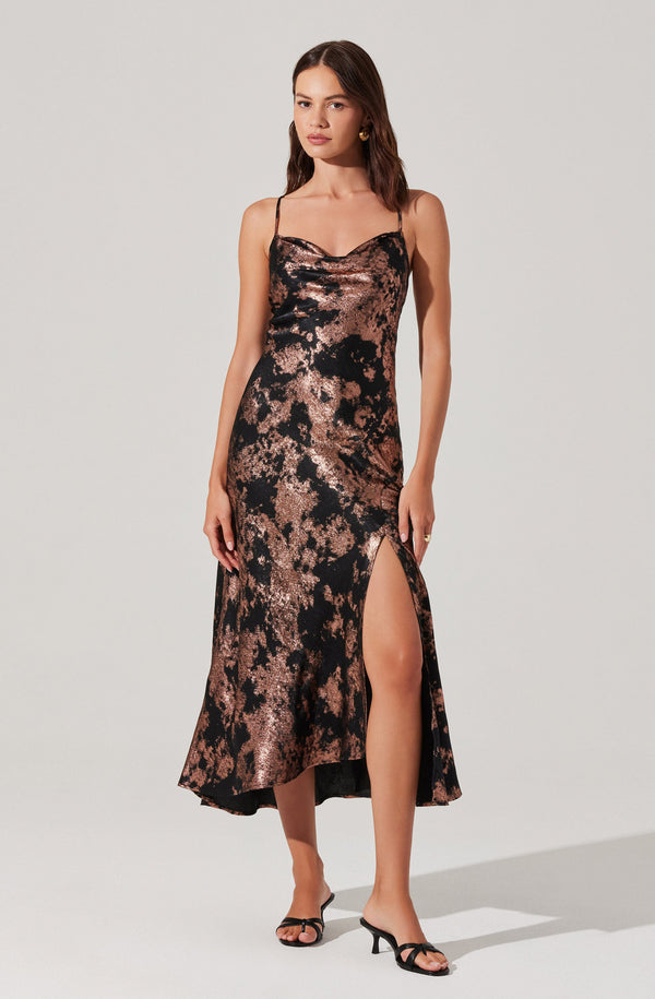 astr the label Gaia Metallic Midi Dress