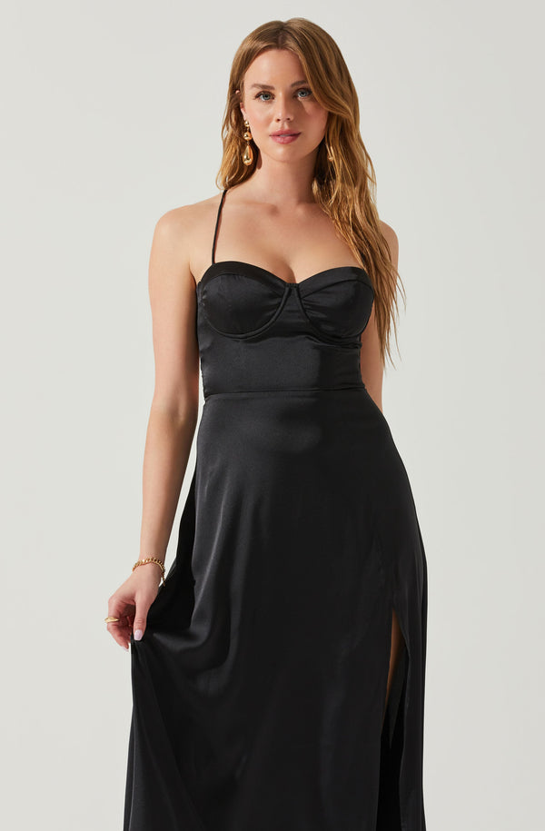 Astr The Label Gala Bustier Cross Strap Midi Dress