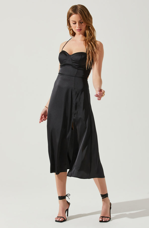 Astr The Label Gala Bustier Cross Strap Midi Dress