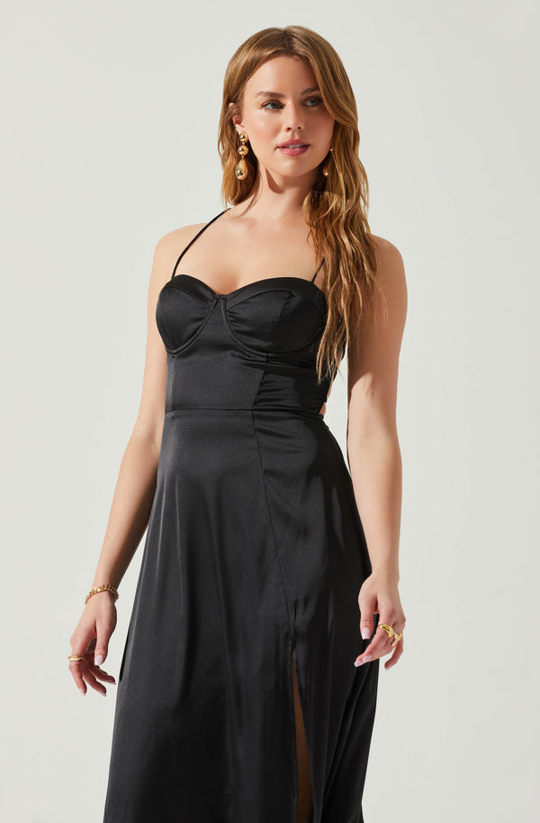 Astr The Label Gala Bustier Cross Strap Midi Dress