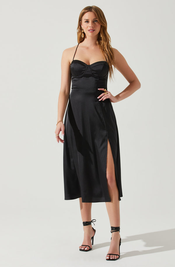 astr the label Gala Bustier Cross Strap Midi Dress
