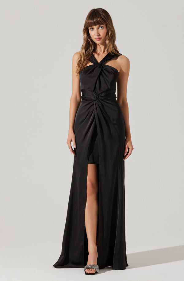 Astr The Label Georgiana Halter Neck Maxi Dress
