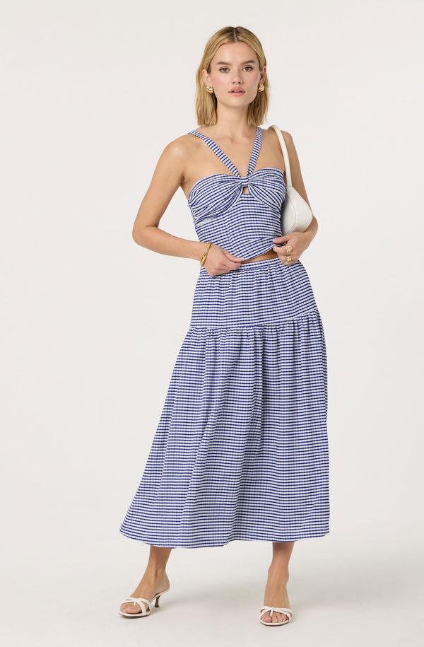 Astr The Label Gingham Sweetheart Crop Top