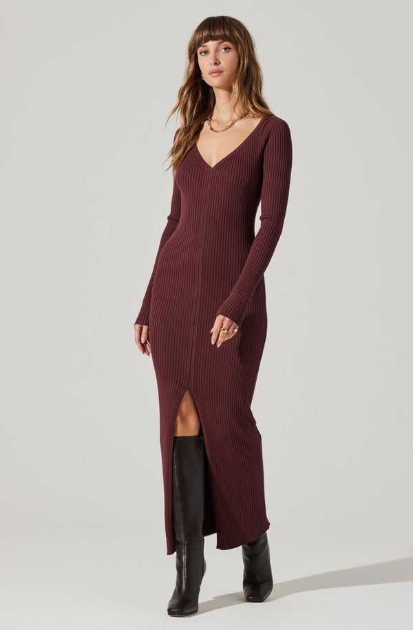 Astr The Label Glenda V-neck Maxi Sweater Dress