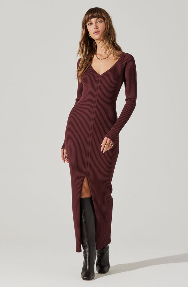 astr the label Glenda V-neck Maxi Sweater Dress