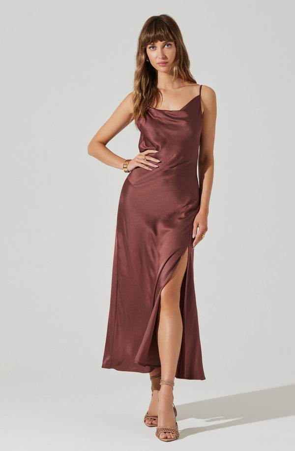 Astr The Label Glynis Cowl Neck Midi Dress