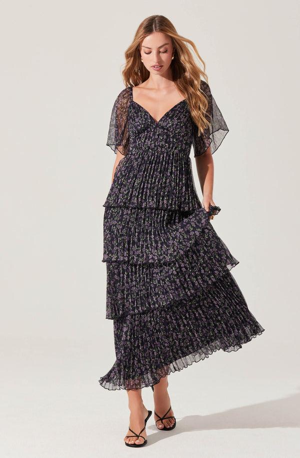 Astr The Label Gracelynn Pleated Tiered Maxi Dress