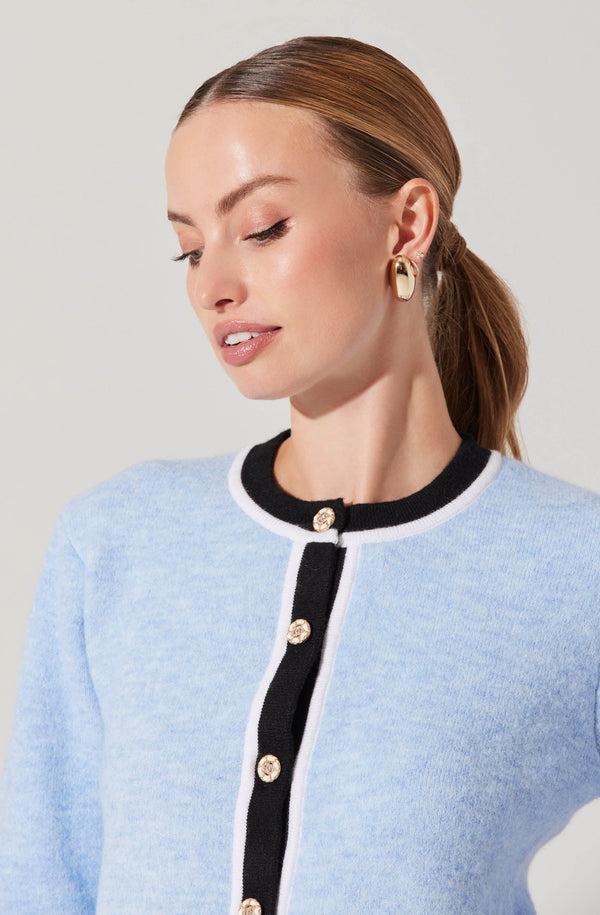 Astr The Label Hattie Contrast Trim Cardigan