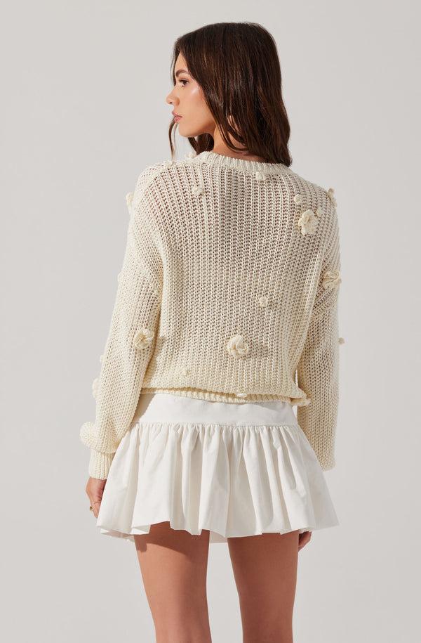 Astr The Label Hayley 3D Floral Crochet Sweater