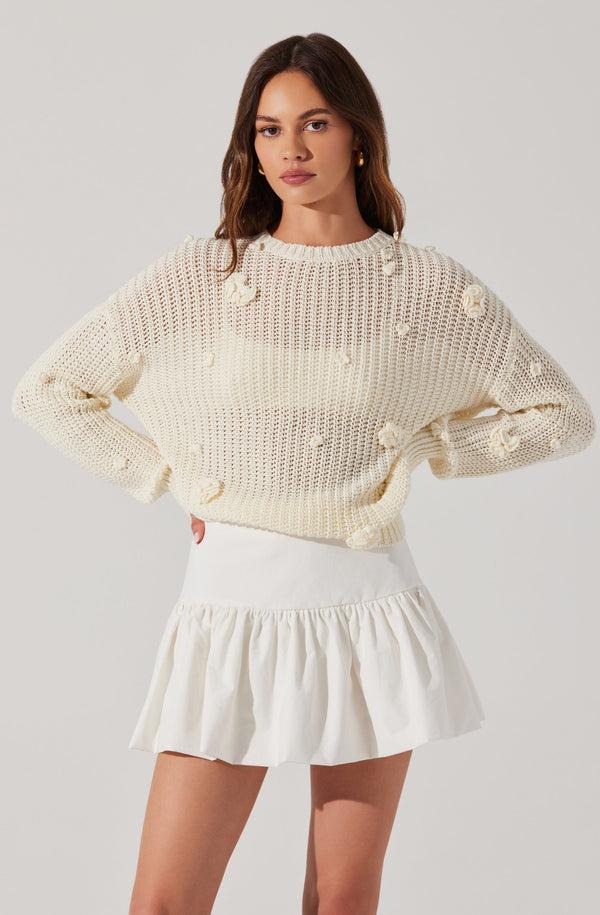 Astr The Label Hayley 3D Floral Crochet Sweater