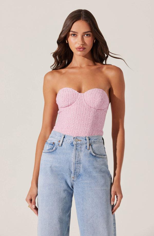 Astr The Label Indie Strapless Tweed Bustier Top