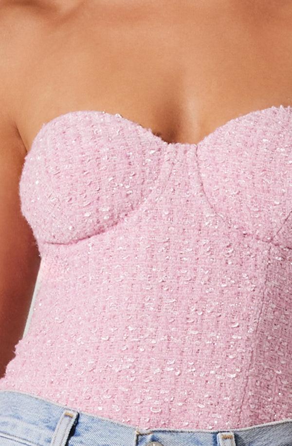 Astr The Label Indie Strapless Tweed Bustier Top