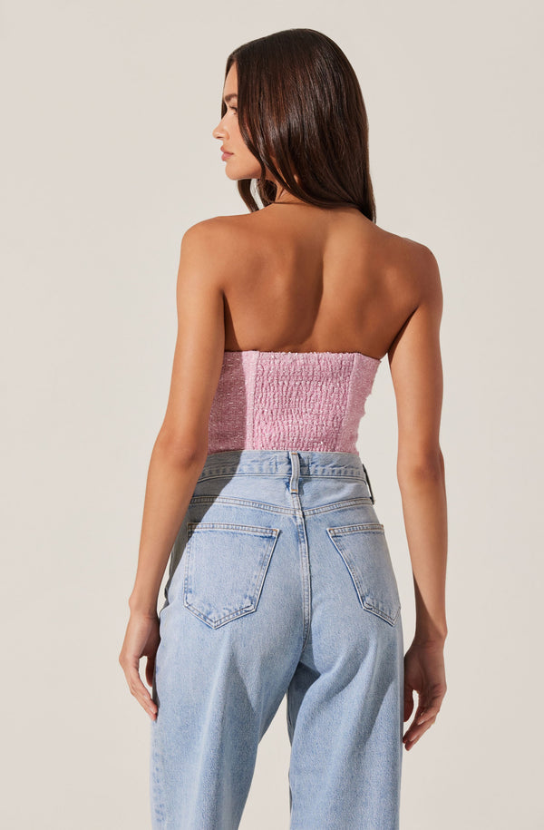 Astr The Label Indie Strapless Tweed Bustier Top