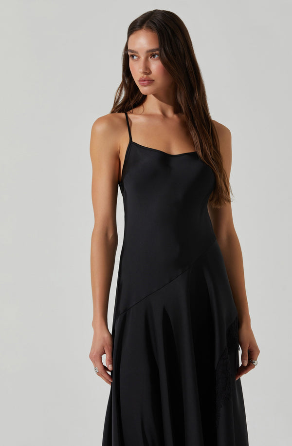 Astr The Label Ione Satin Lace Trim Dress