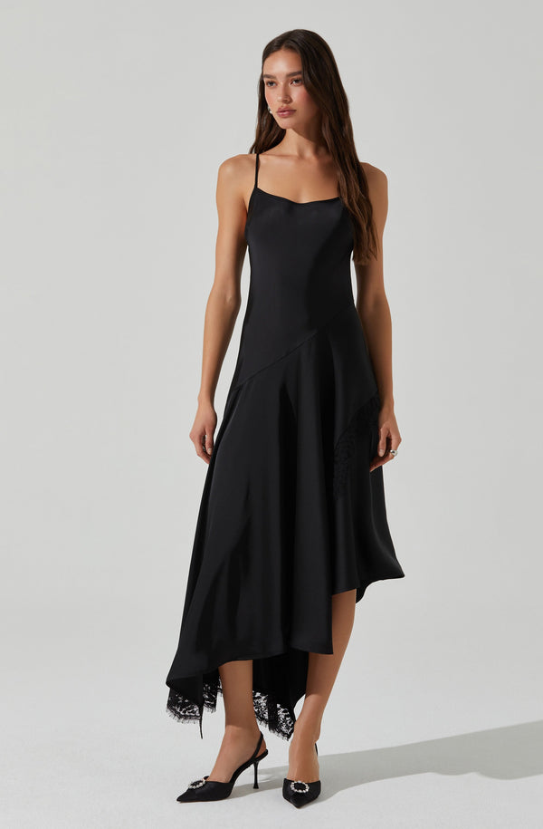 Astr The Label Ione Satin Lace Trim Dress